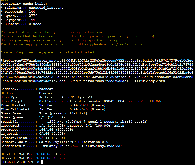 Terminal output